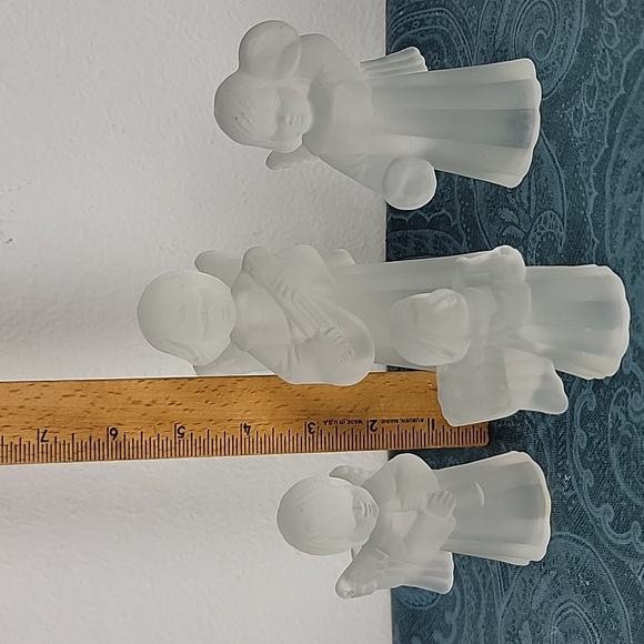 Christmas 4 Frosted Glass Musician Angel Candleholders - Picture 2 of 11